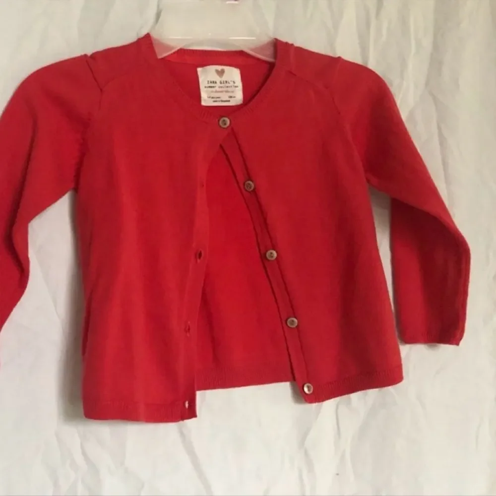 Zara Orange Red Cardigan Childrens Place Plaid Kilt Skirt 3T 4T - Picture 3 of 4